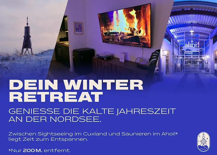 CuxHeaven - modernes Studio-Apartment direkt am Meer mit 65 Zoll TV und Tiefgarage in Duhnen